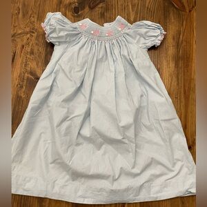 Bunny smocked bubble dress blue